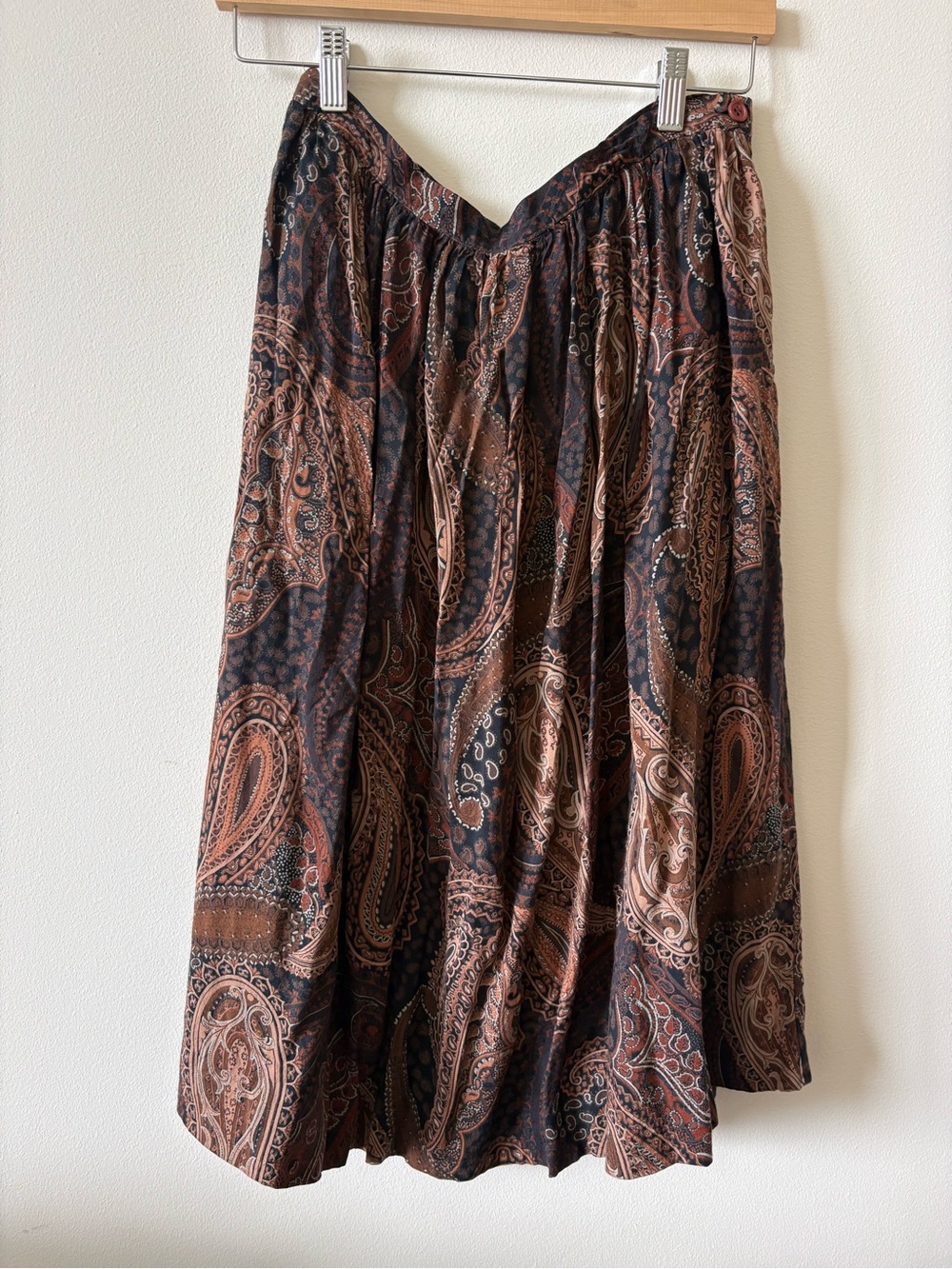 Boho Paisley Maxi Skirt in Brown & Black